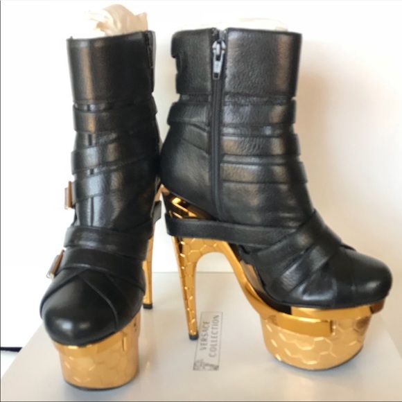 NWT Versace Bondage Triple Platform Leather Bootie - Picture 10 of 12